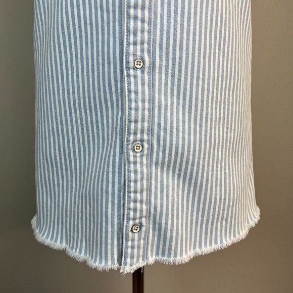 DL 1961 Tank Dress Big Girls Medium Blue White Striped Denim Eilis Button Up NEW - Picture 3 of 11